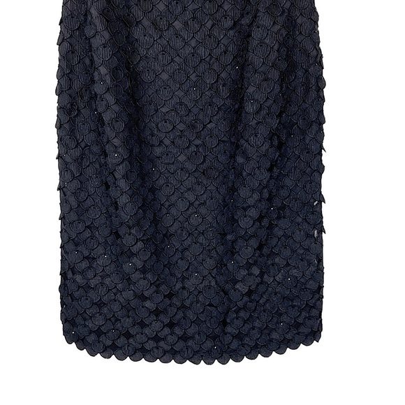 CARMEN MARC VALVO BLACK LATTICE DOT APPLIQUE CRYSTAL SLEEVELESS SHEATH DRESS - Picture 7 of 15